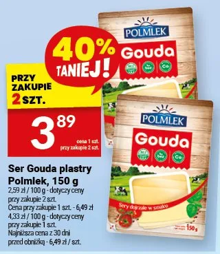 Ser Gouda plastry Polmlek, 150 g promocja w Twój Market