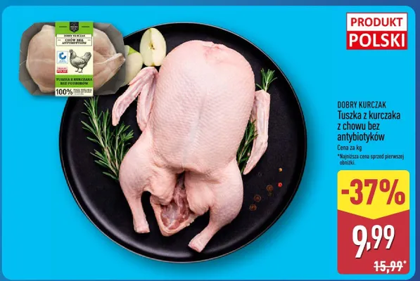 Tuszka z kurczaka z chowu bez antybiotyków promocja w Aldi