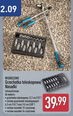 Zestaw nasadek 34-częściowy Workzone promocja w Aldi