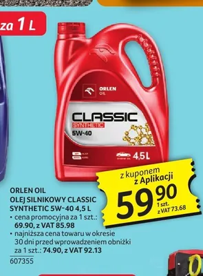 Olej silnikowy Orlen Oil Classic Synthetic 5W-40 promocja w Selgros