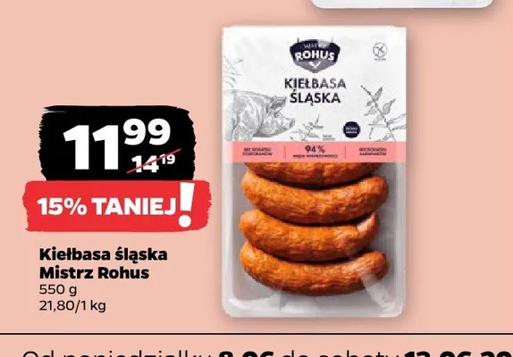 Kiełbasa śląska Mistrz Rohus promocja w Netto