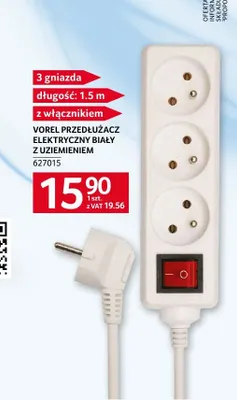 Przedłużacz elektryczny biały z uziemieniem Vorel promocja w Selgros