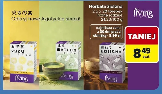 Herbata zielona LIVING Yuzu & Tea promocja w Carrefour