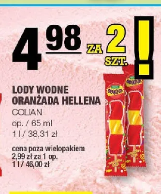 Lody wodne Oranżada Hellena promocja w SPAR
