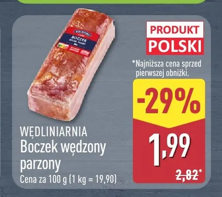 Boczek wędzony parzony Wędliniarnia promocja w Aldi