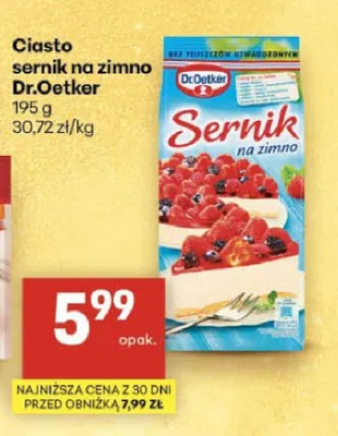 Ciasto sernik na zimno Dr. Oetker promocja w Delikatesy Centrum