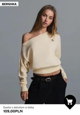 Sweter z dekoltem w łódkę Bershka promocja w Bershka