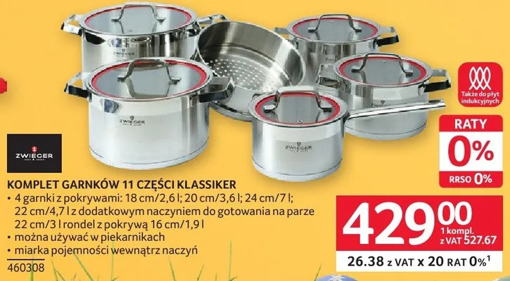 Komplet garnków 11 części Klassiker Zwieger promocja w Selgros