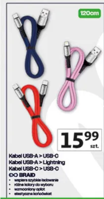 Kabel USB-A > USB-C 120cm promocja w Auchan