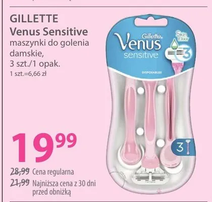 Maszynki do golenia damskie Gillette Venus Sensitive promocja w Hebe