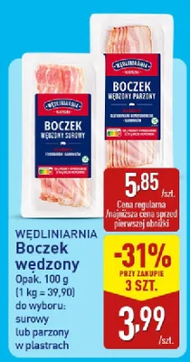 Boczek wędzony surowy Wędliniarnia promocja w Aldi