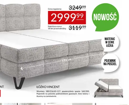 Łóżko Vincent promocja w Abra Meble
