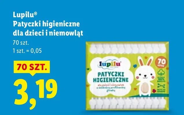 Patyczki higieniczne dla dzieci i niemowląt promocja w Lidl