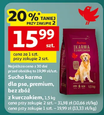 Sucha karma dla psa, premium, bez zbóż promocja w Auchan