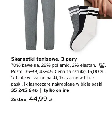 Skarpetki tenisowe 3-pak promocja w Tchibo