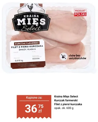 Filet z piersi kurczaka Kraina Mięs Select Kurczak farmerski promocja w Biedronka