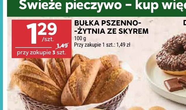 Bułka pszenno-żytnia ze skyrem promocja w Stokrotka