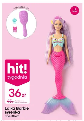 Lalka Barbie syrenka wys. 30cm promocja w Pepco