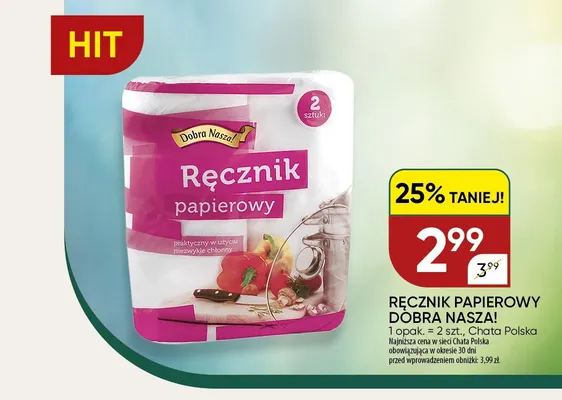 Ręcznik papierowy 2-pak Dobra Nasza! promocja w Chata Polska
