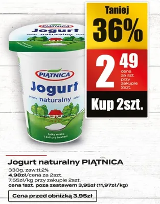 Jogurt naturalny Jana promocja w Supeco