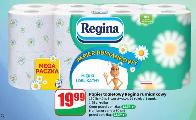 Papier toaletowy rumiankowy 3-warstwowy promocja w Dino