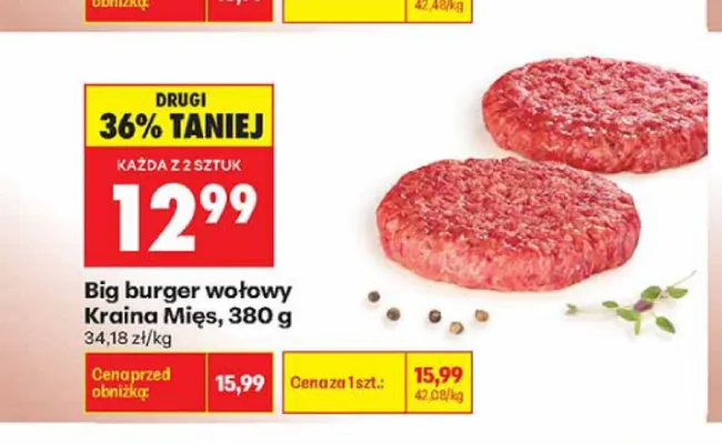 Big burger wołowy Kraina Mięs promocja w Biedronka