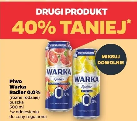 Piwo Radler 0,0% różne rodzaje puszka promocja w Netto