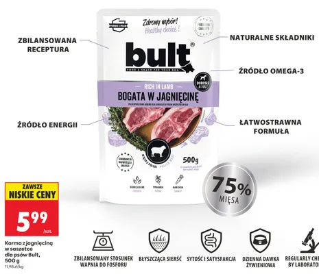 Karma z jagnięciną w saszetce dla psów Bult promocja w Biedronka