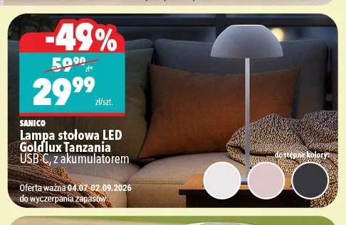 Lampa stołowa LED Sanico Goldlux Tanzania promocja w Biedronka Home