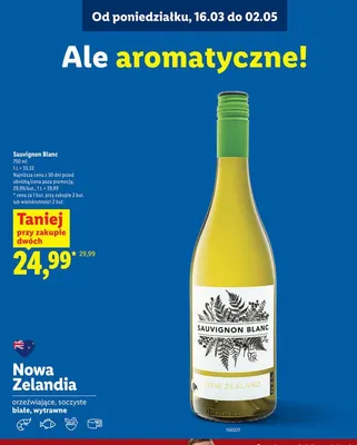 Wino białe Sauvignon Blanc promocja w Lidl