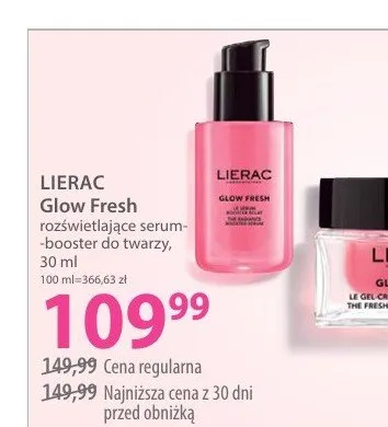 Rozświetlające serum-booster do twarzy Lierac Glow Fresh promocja w Hebe