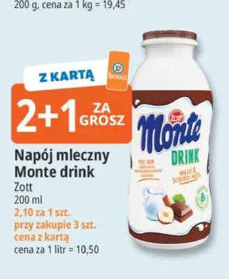 Napój mleczny Monte drink Zott promocja w Leclerc
