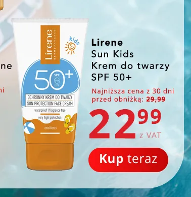 Krem do twarzy dla dzieci Lirene Sun Kids SPF 50+ promocja w Poczta Polska