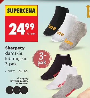Skarpety damskie lub męskie 3-pak promocja w Biedronka