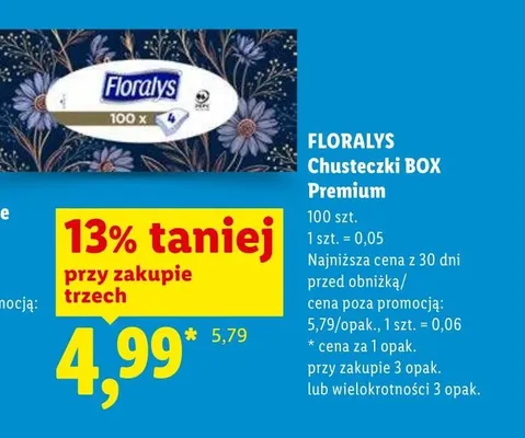 Chusteczki BOX Premium FLORALYS promocja w Lidl
