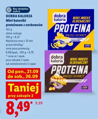 Mini batoniki proteinowe z nerkowców o smaku banoffee Dobra Kaloria promocja w Lidl
