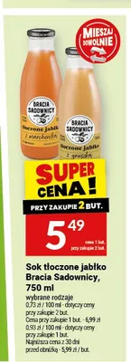 Sok tłoczony jabłko Bracia Sadownicy promocja w Twój Market
