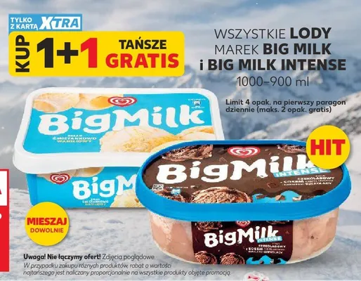 Lody Big Milk Intense Czekoladowe promocja w Kaufland