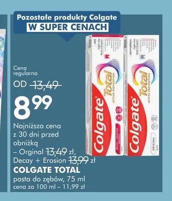 Pasta do zębów Colgate Total Decay + Erosion promocja w Super-Pharm