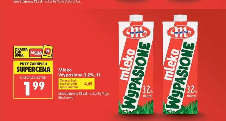 Mleko Wypasione 3,2% Mlekovita promocja w Biedronka