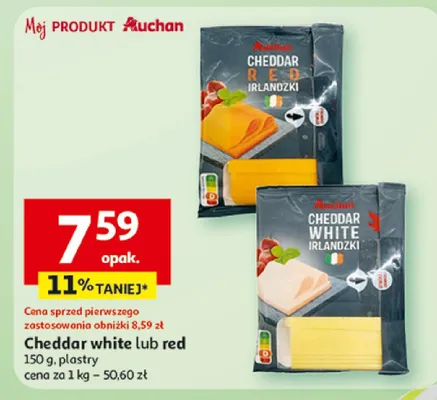 Cheddar white lub red plastry promocja w Auchan