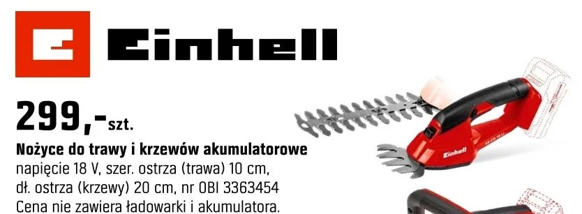 Nożyce do trawy i krzewów akumulatorowe promocja w OBI