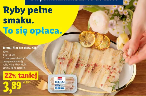 Mintaj, filet bez skóry XXL promocja w Lidl