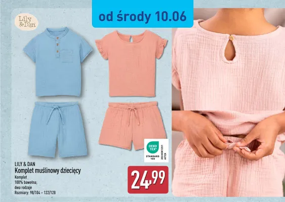 Komplet muślinowy dziecięcy Lily & Dan promocja w Aldi