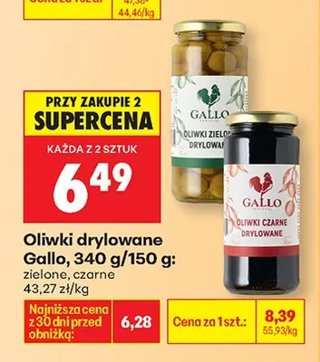 Oliwki drylowane 340 g/150 g: zielone promocja w Biedronka