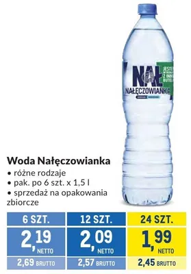 Woda Nałęczowianka różne rodzaje promocja w Makro
