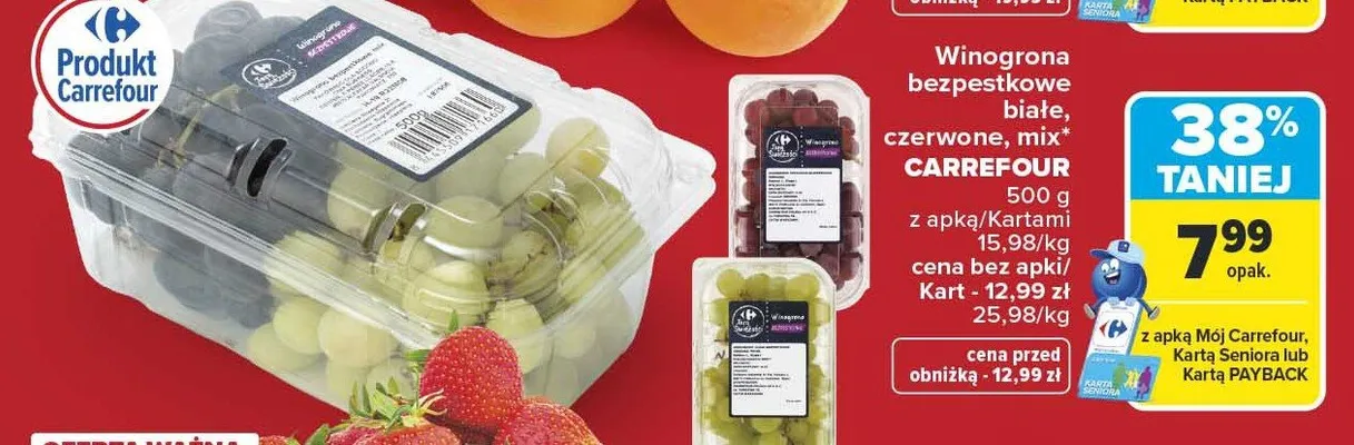 Winogrona bezpestkowe czerwone Carrefour promocja w Carrefour