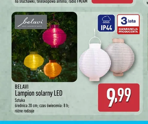 Lampion solarny LED BELAVI promocja w Aldi