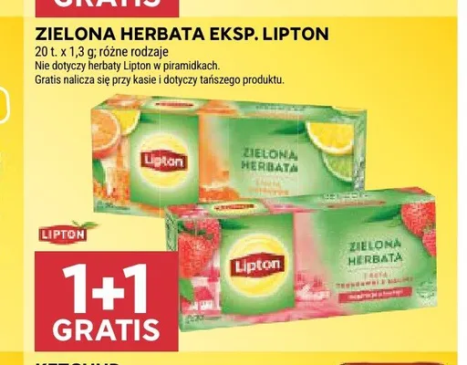 Zielona herbata ekspresowa Lipton promocja w Stokrotka