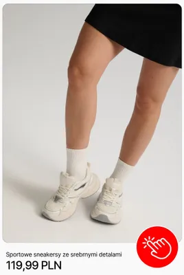 Sportowe sneakersy ze srebrnymi detalami Cropp promocja w Cropp
